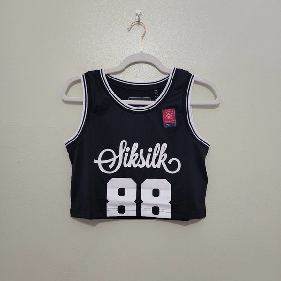 Sik Silk Retro Sport Crop Vest in Black - NWT - Picture 4 of 13